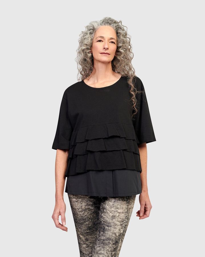 Urban Reykjavik Ruffle Tee, Black