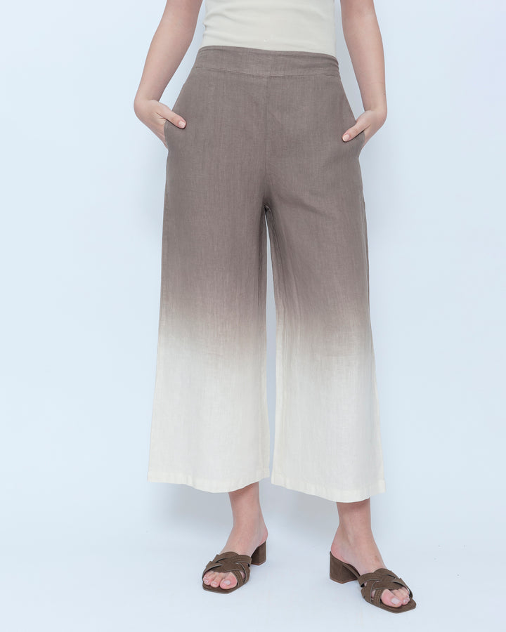 Blueberry Wide Leg Crop Pants, Latte Ombre