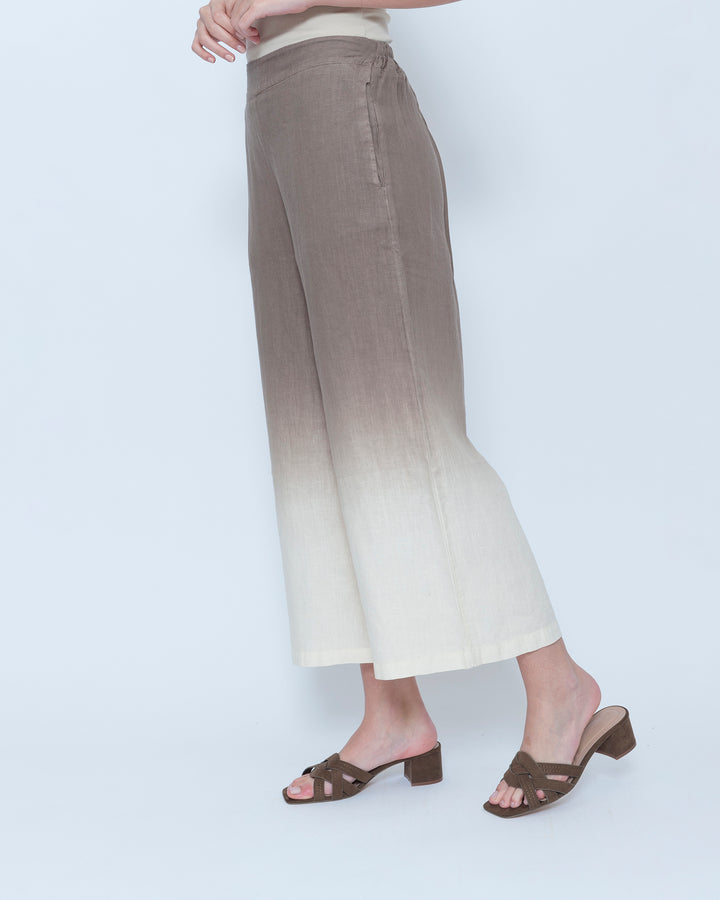 Blueberry Wide Leg Crop Pants, Latte Ombre