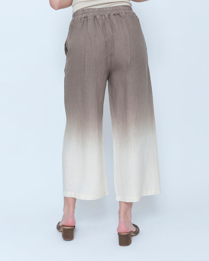 Blueberry Wide Leg Crop Pants, Latte Ombre
