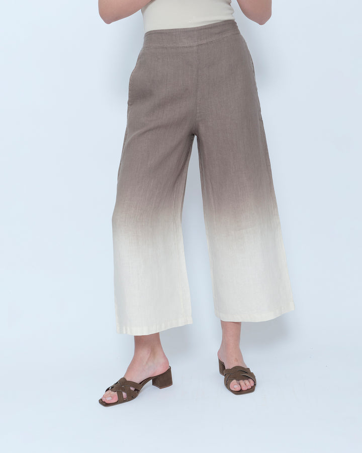 Blueberry Wide Leg Crop Pants, Latte Ombre