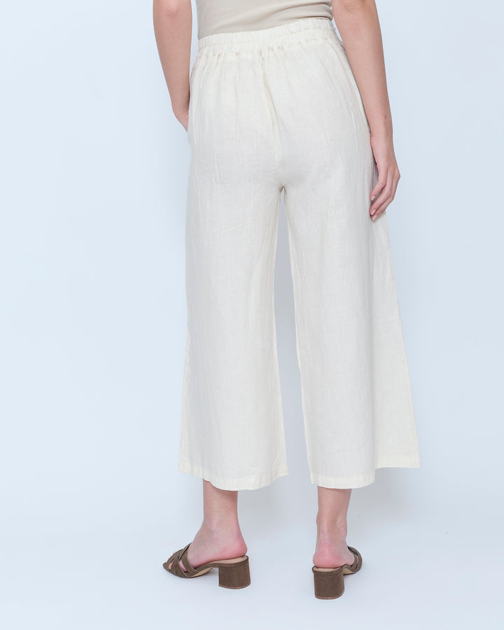 Blueberry Wide Leg Crop Pants, Ecru