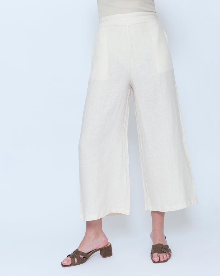 Blueberry Wide Leg Crop Pants, Ecru
