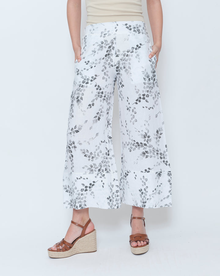 Blueberry Flare Trouser, White Flora