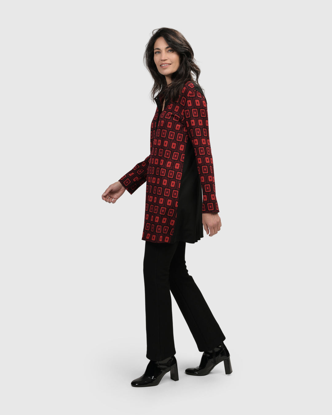 Dynamite Days Button Down Tunic, Red