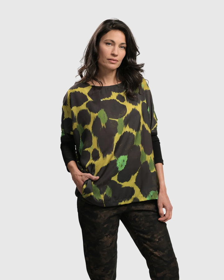 Olive Martini Boxy Tee Top, Emerald