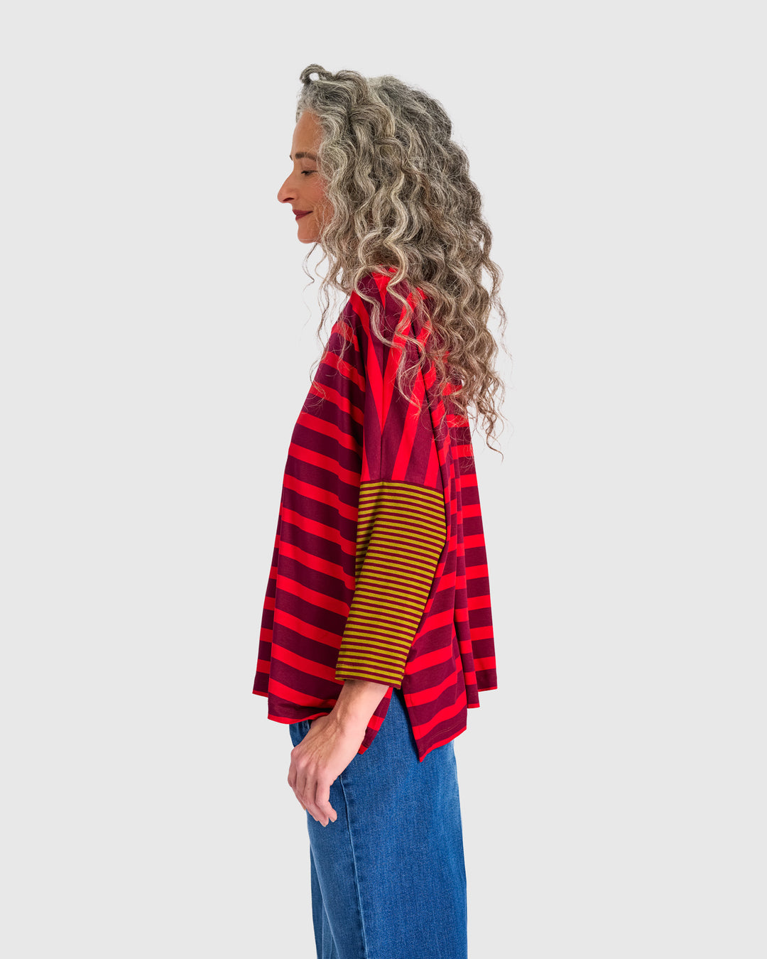 Ruby Boxy Tee, Red Stripe