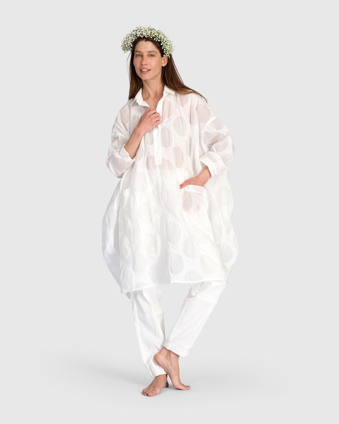 Evanescent Oversized Shirt, Sheer White