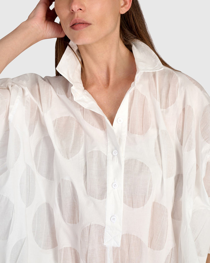 Evanescent Oversized Shirt, Sheer White