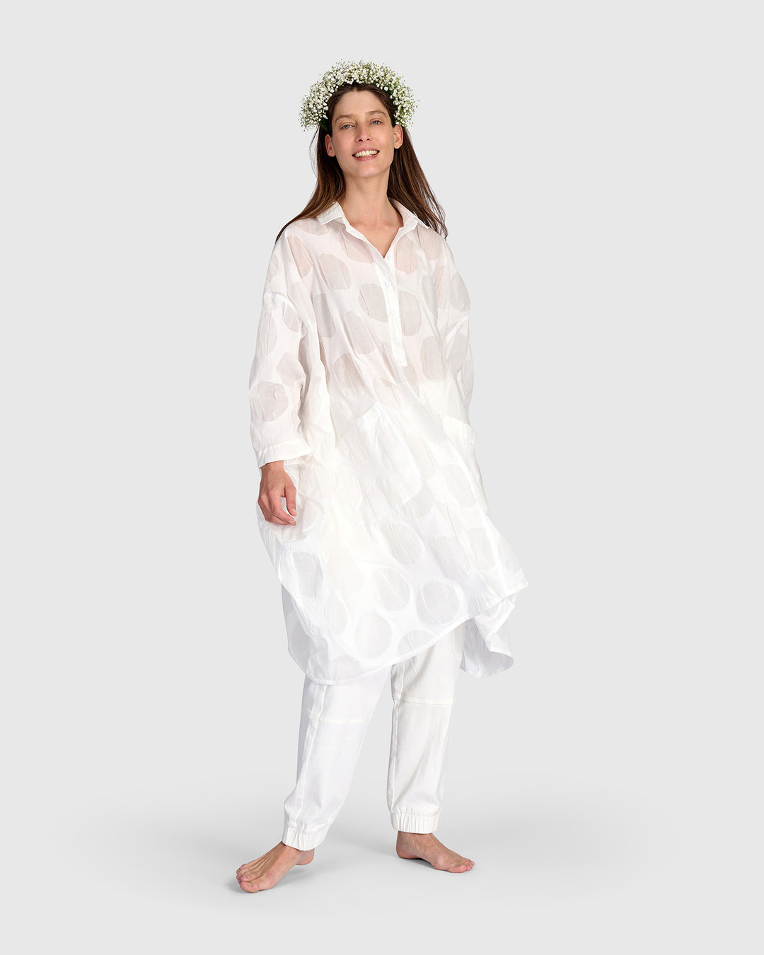 Evanescent Oversized Shirt, Sheer White
