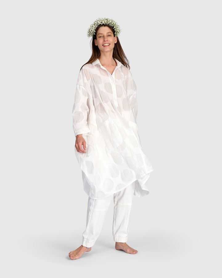 Evanescent Oversized Shirt, Sheer White
