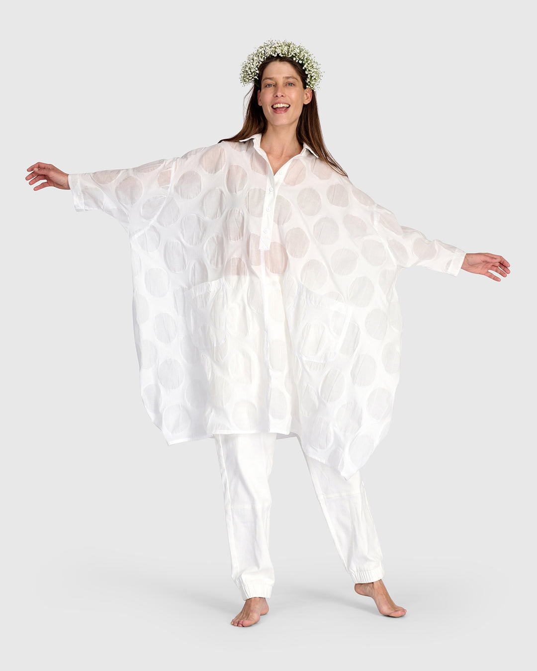 Evanescent Oversized Shirt, Sheer White