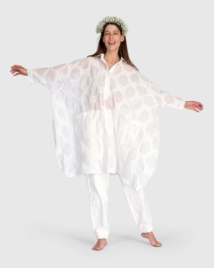 Evanescent Oversized Shirt, Sheer White