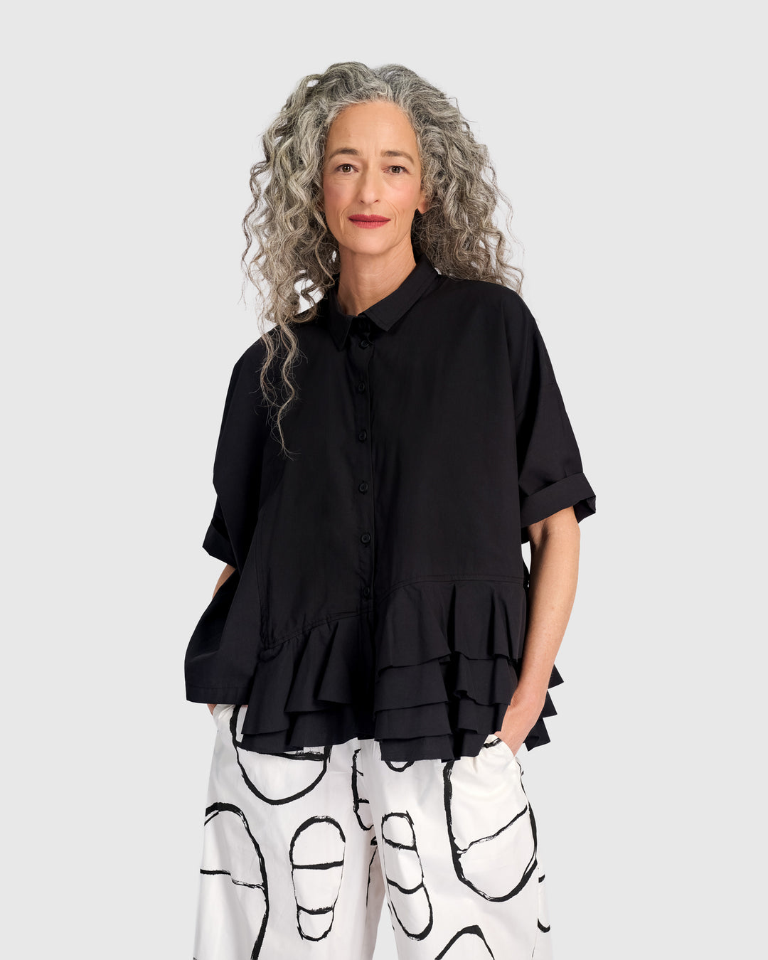 Urban Match Ruffled Shirt, Black
