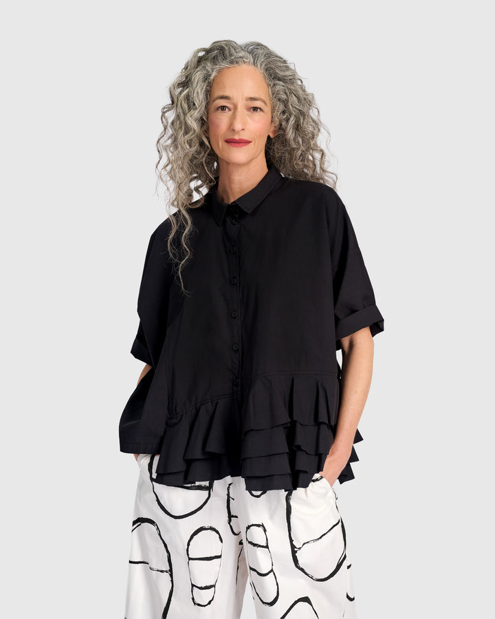 Urban Match Ruffled Shirt, Black