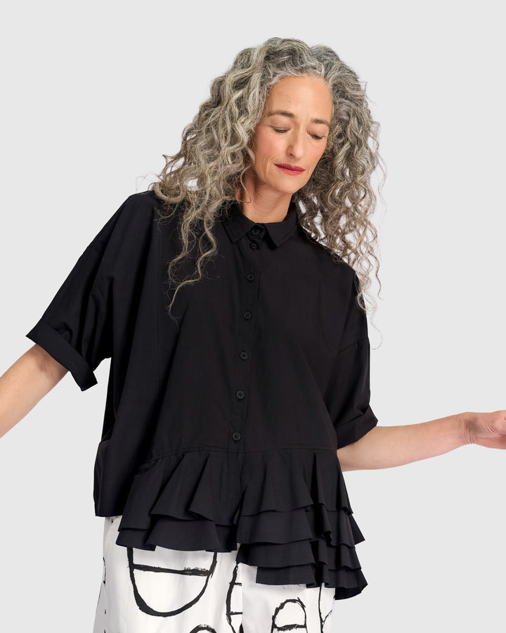 Urban Match Ruffled Shirt, Black