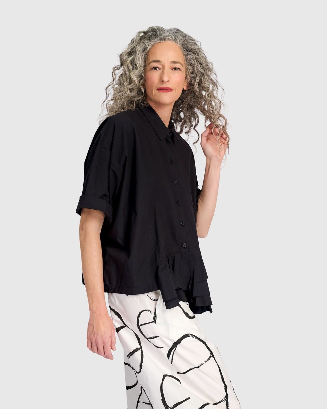 Urban Match Ruffled Shirt, Black