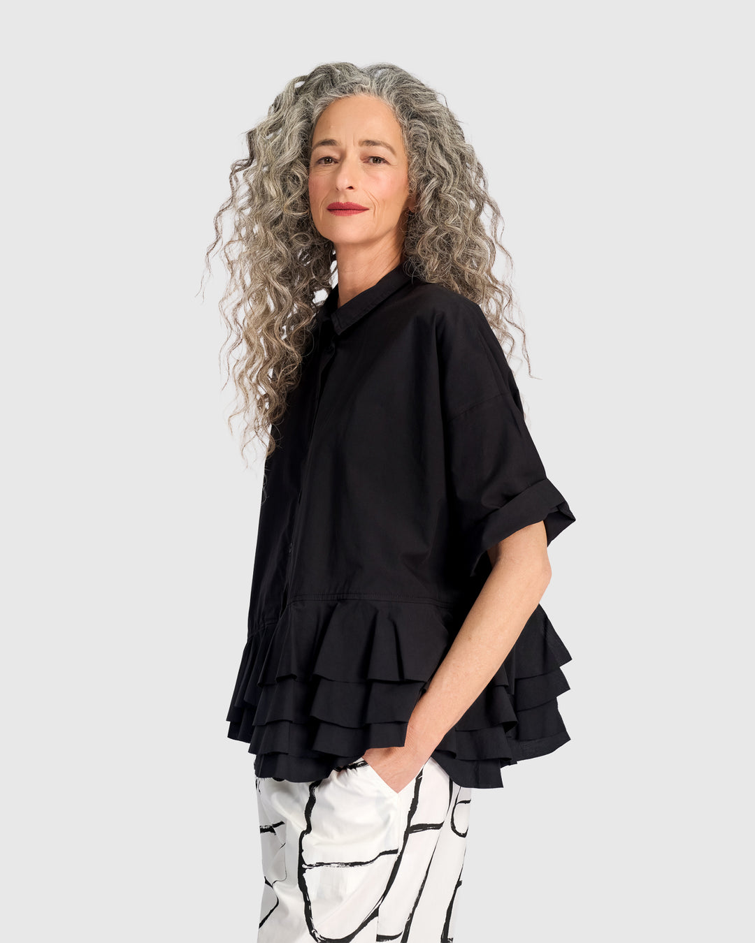 Urban Match Ruffled Shirt, Black