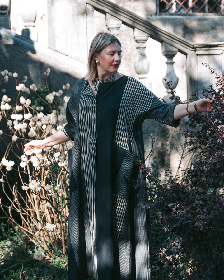 Urban Daybreak Oversized Dress, Slate Stripes