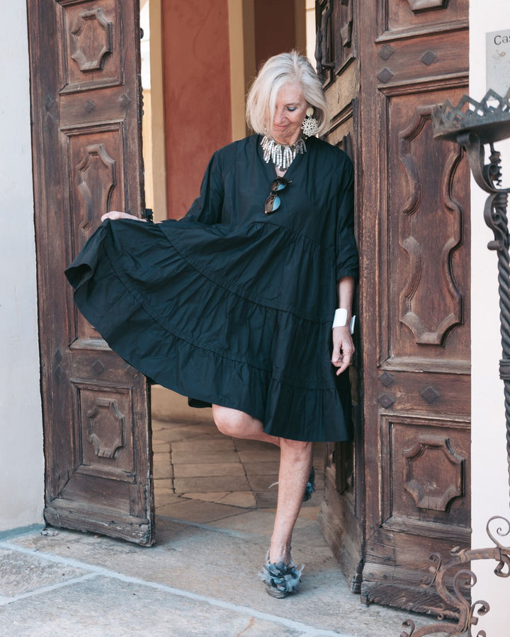 Urban Tiered Mini Dress, Black