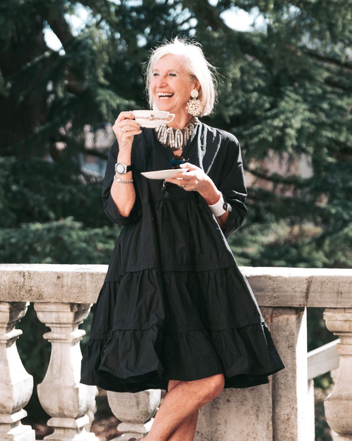 Urban Tiered Mini Dress, Black