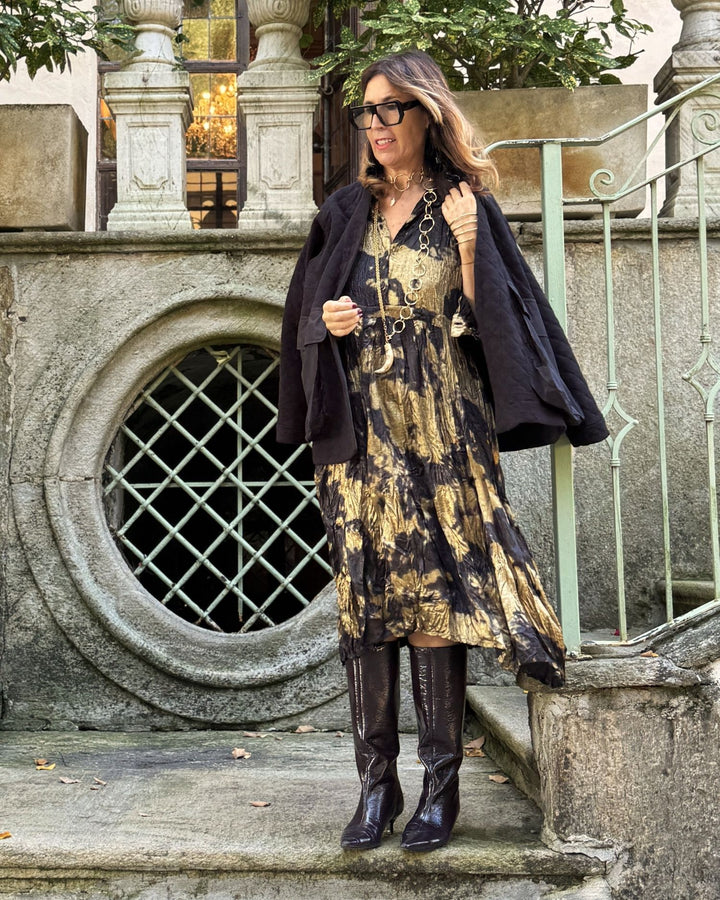 Chroma Babydoll Shirtdress, Gold