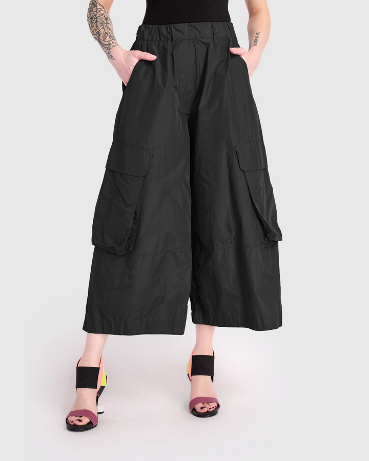 Urban Swish Wide Cargo Pants, Black