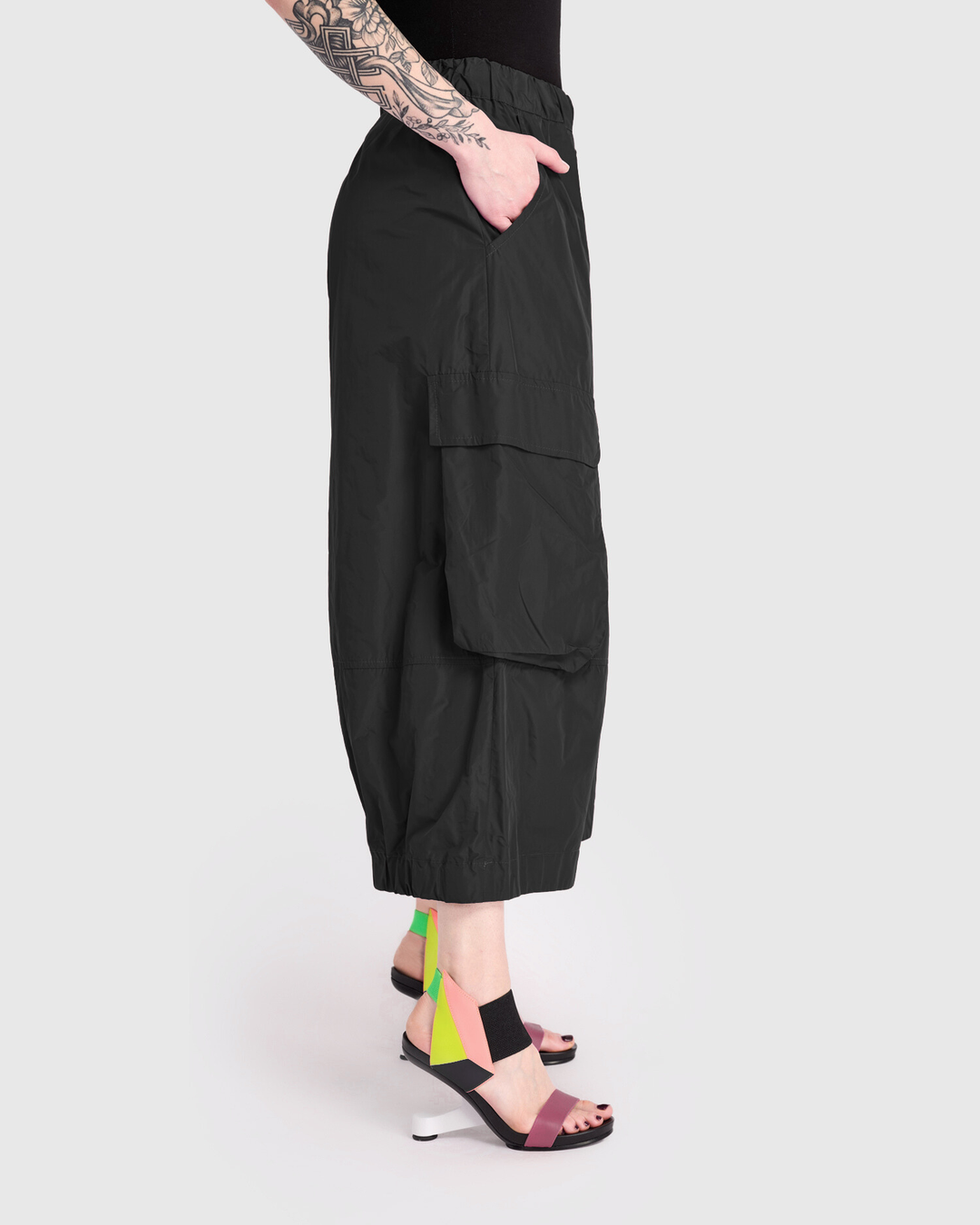 Urban Swish Wide Cargo Pants, Black