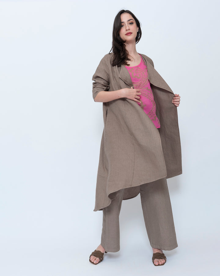 Blueberry Draped Duster, Latte