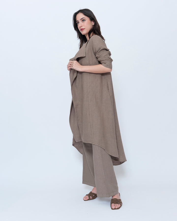 Blueberry Draped Duster, Latte