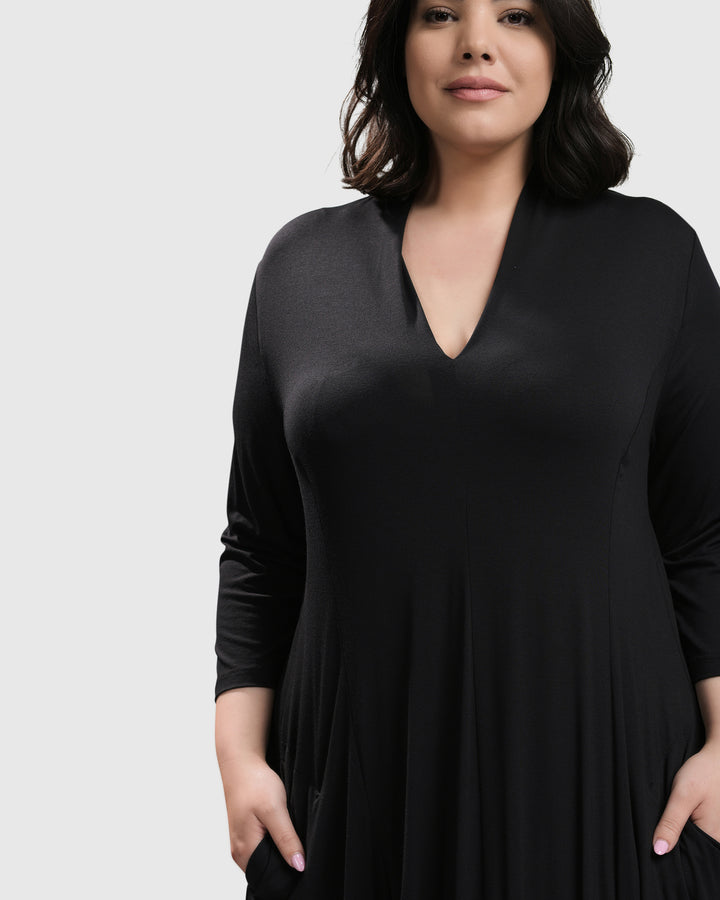 Essential Pockets Cocoon Dress, Black