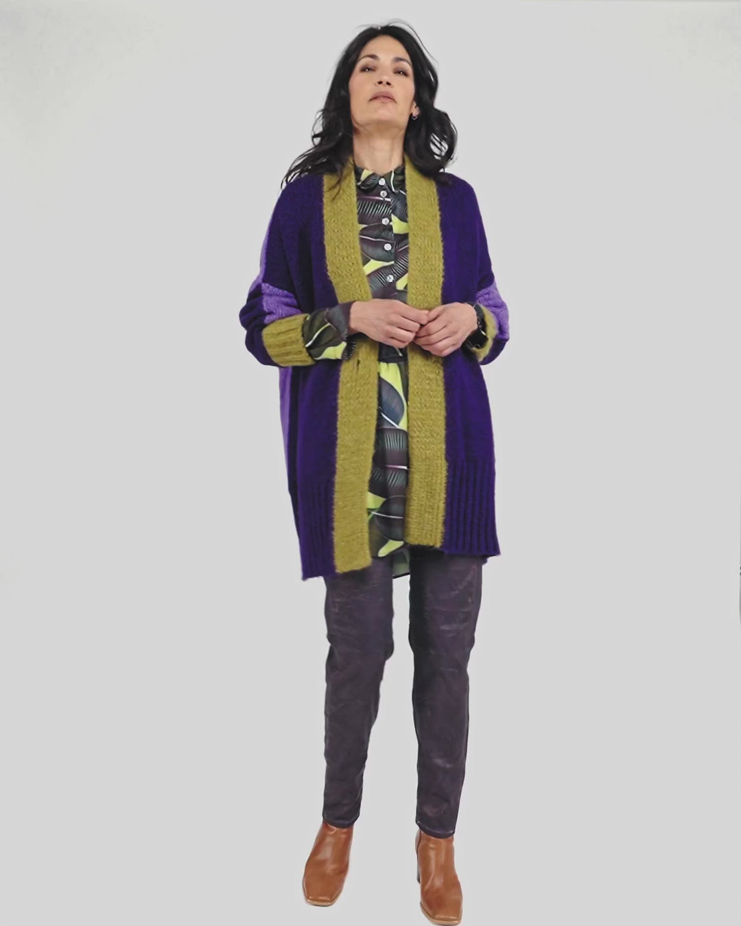 Beatnik Oversized Cardigan, Violet