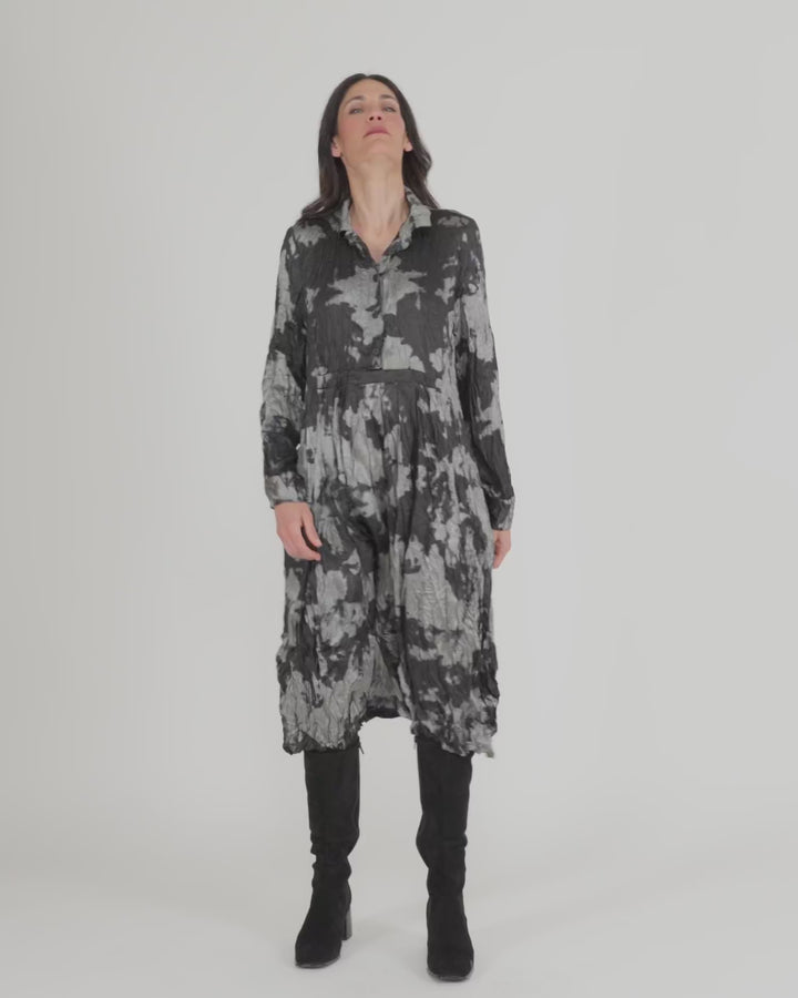 Chroma Babydoll Shirtdress, Silver