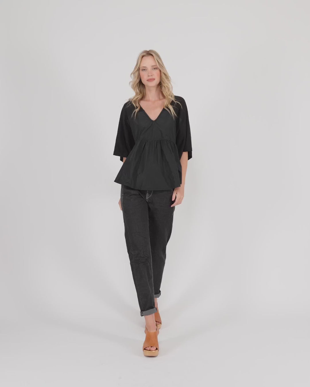 Urban Taffeta Butterfly Top, Black