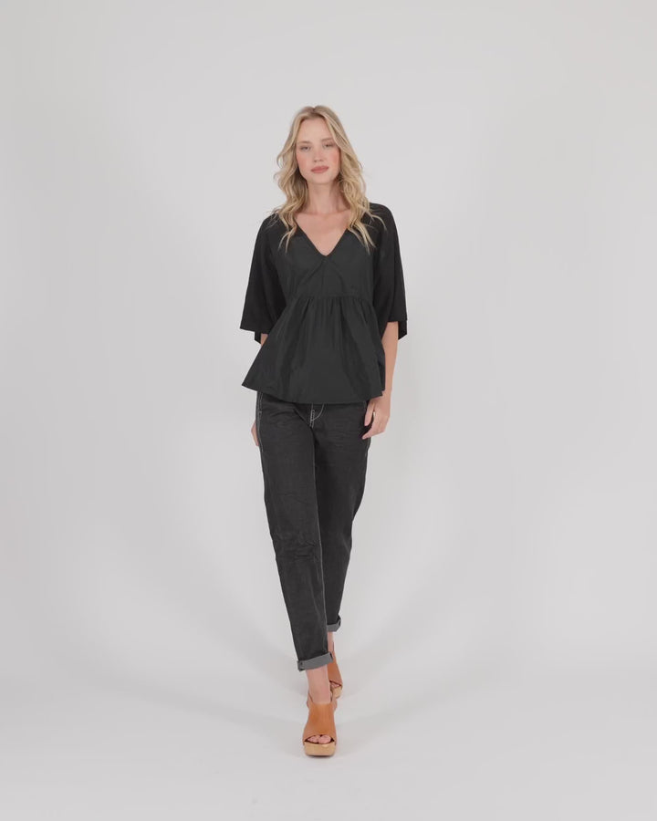 Urban Taffeta Butterfly Top, Black