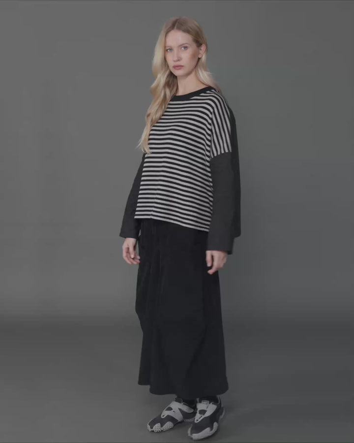 Urban Sund Boxy Top, Black/Cloud Stripe