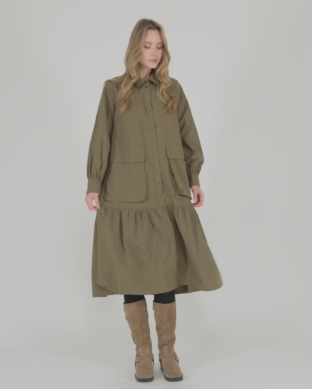 Urban Legion Cotton Shirtdress, Khaki