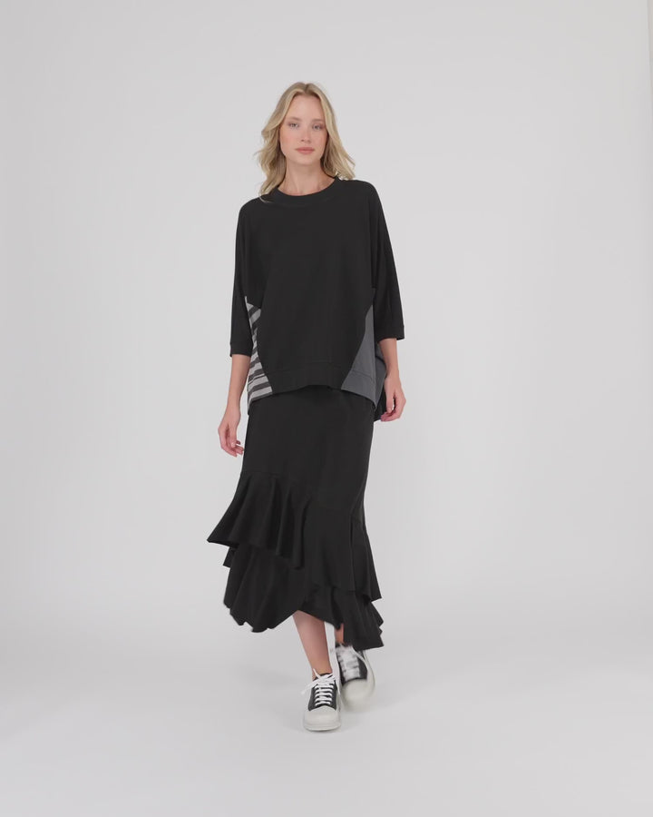 Urban Staple Ruffle Maxi Skirt, Black