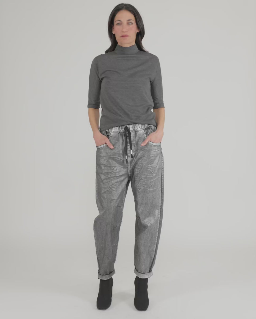 Essential Heavyweight Mockneck Tee, Grey