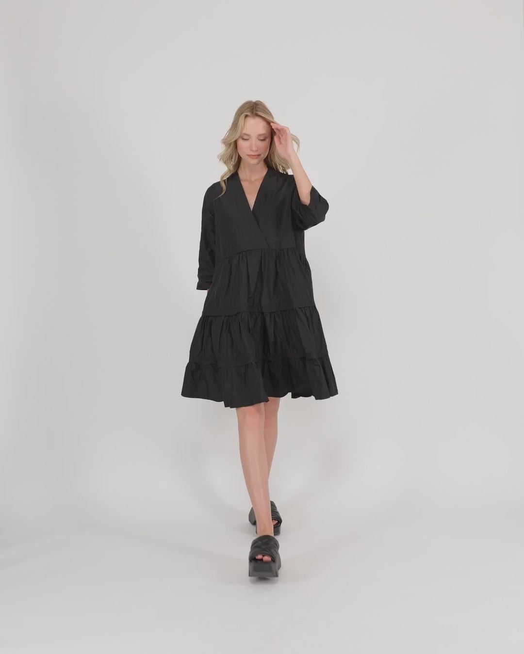 Urban Tiered Mini Dress, Black