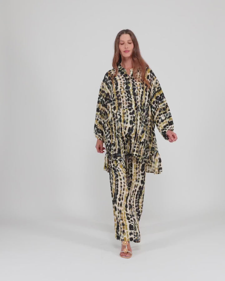 Osmanthus Tiered Tunic, Beige Mix