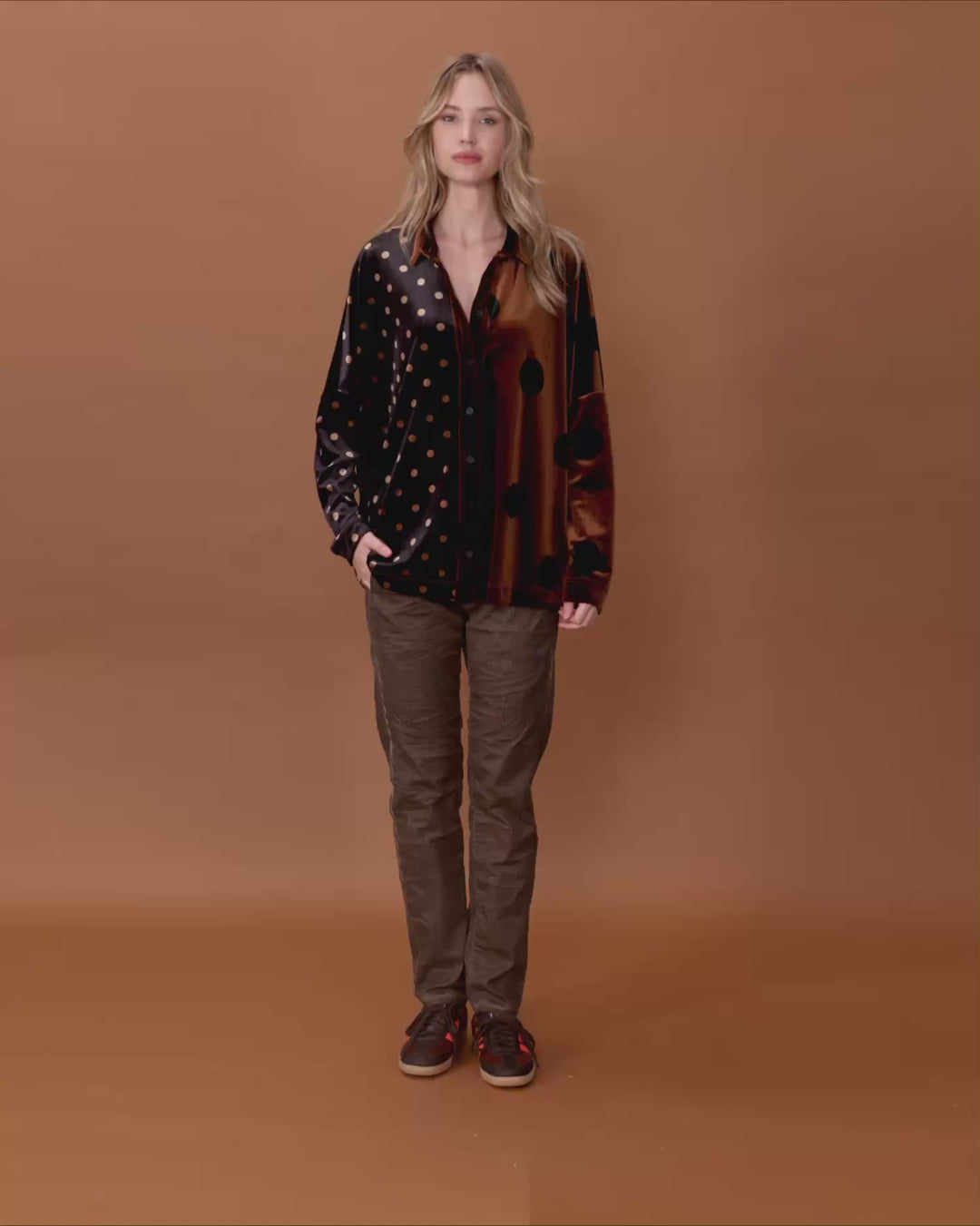 Nellie Velvet Shirt, Amber Dot Mix