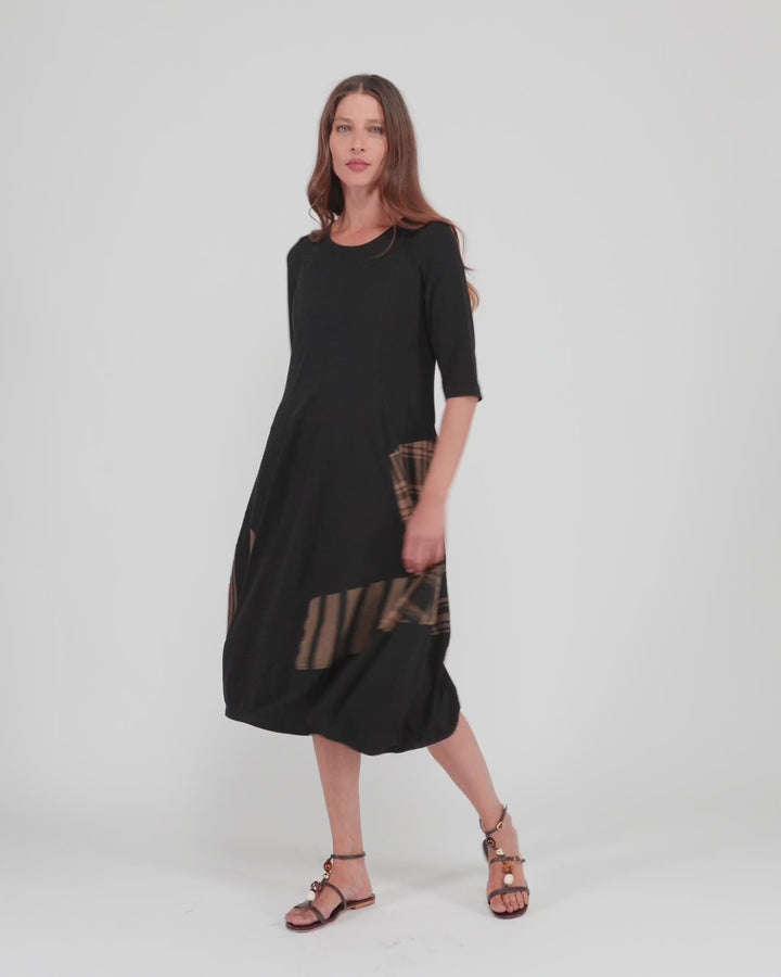 Dusky Cocoon Dress, Black/Sepia