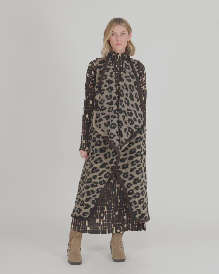 Savage Cozy Draped Vest, Leopard