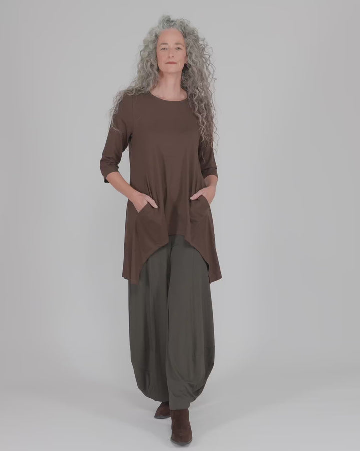 Essential Cutout Tunic Top, Umber