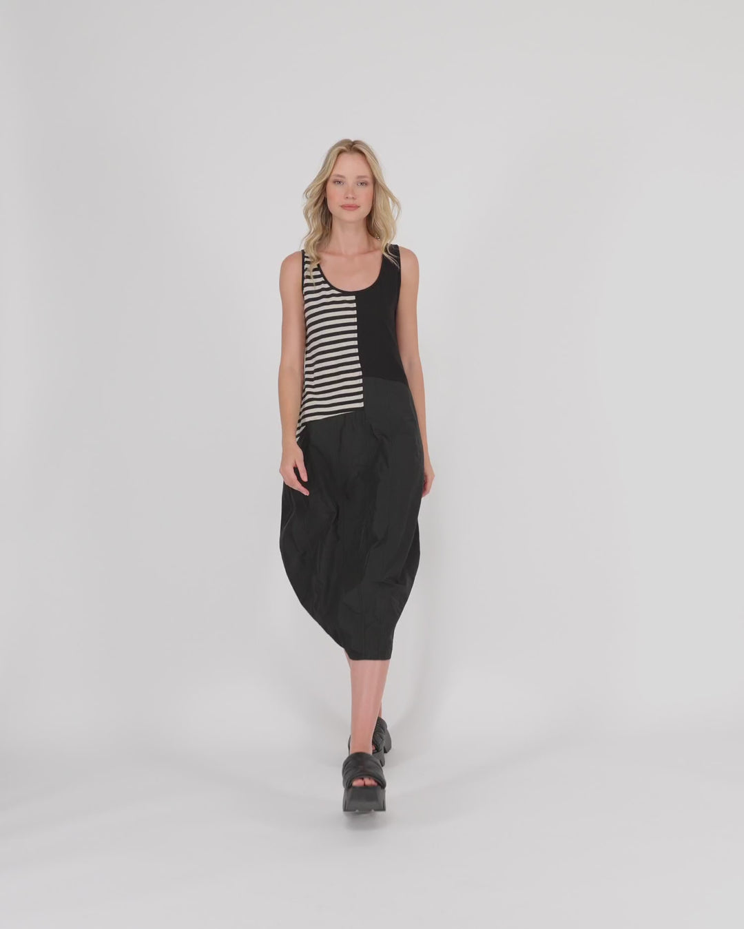 Urban Motion Tank Cocoon Dress, Stripes