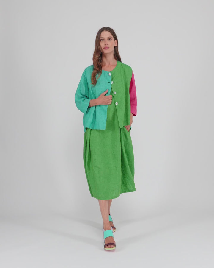 Peacock Linen Topper Jacket, Tropical Mix