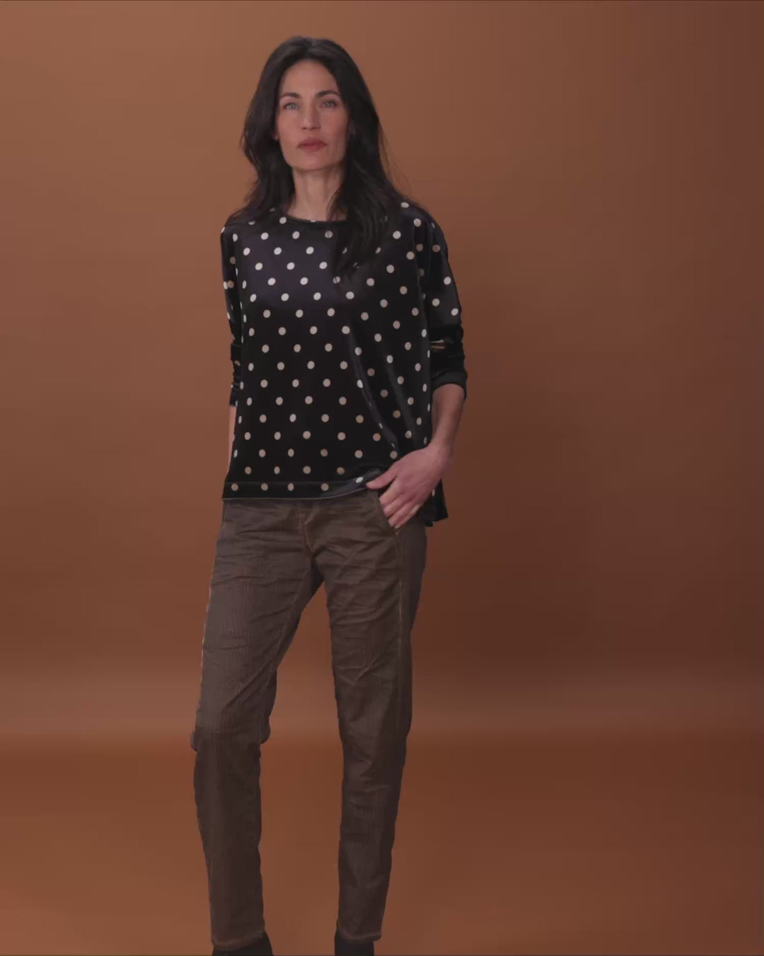 Velvet Boxy Top, Iron Dot