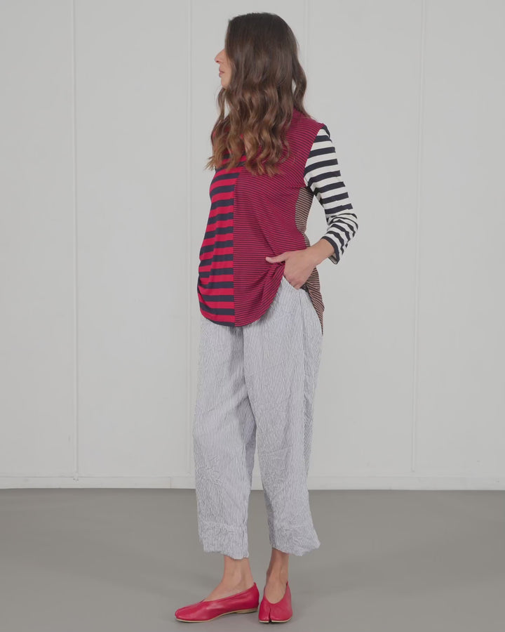 Theodora V-neck Top, Stripes