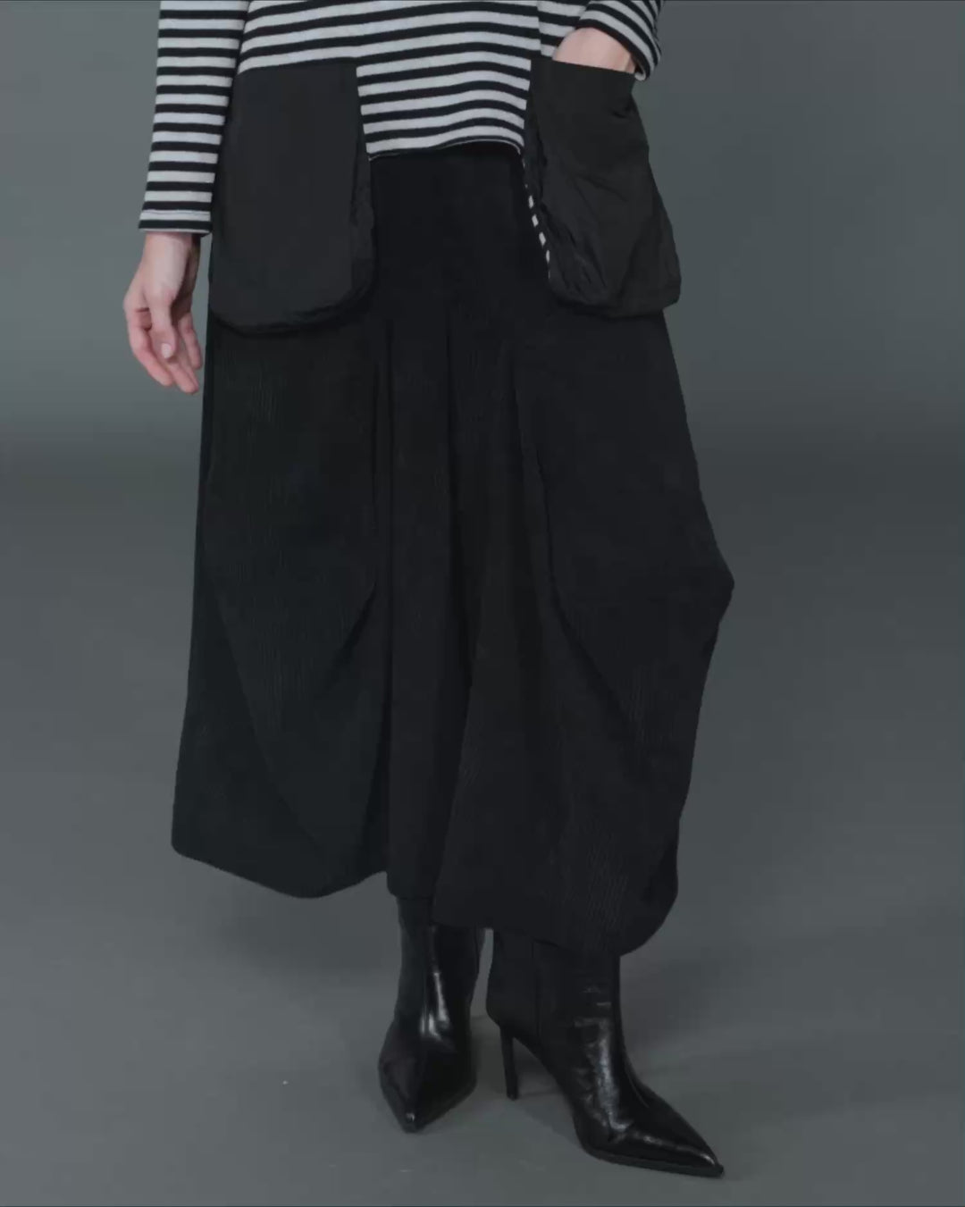 Urban Vik Pockets Turtleneck, Black/Cloud Stripe